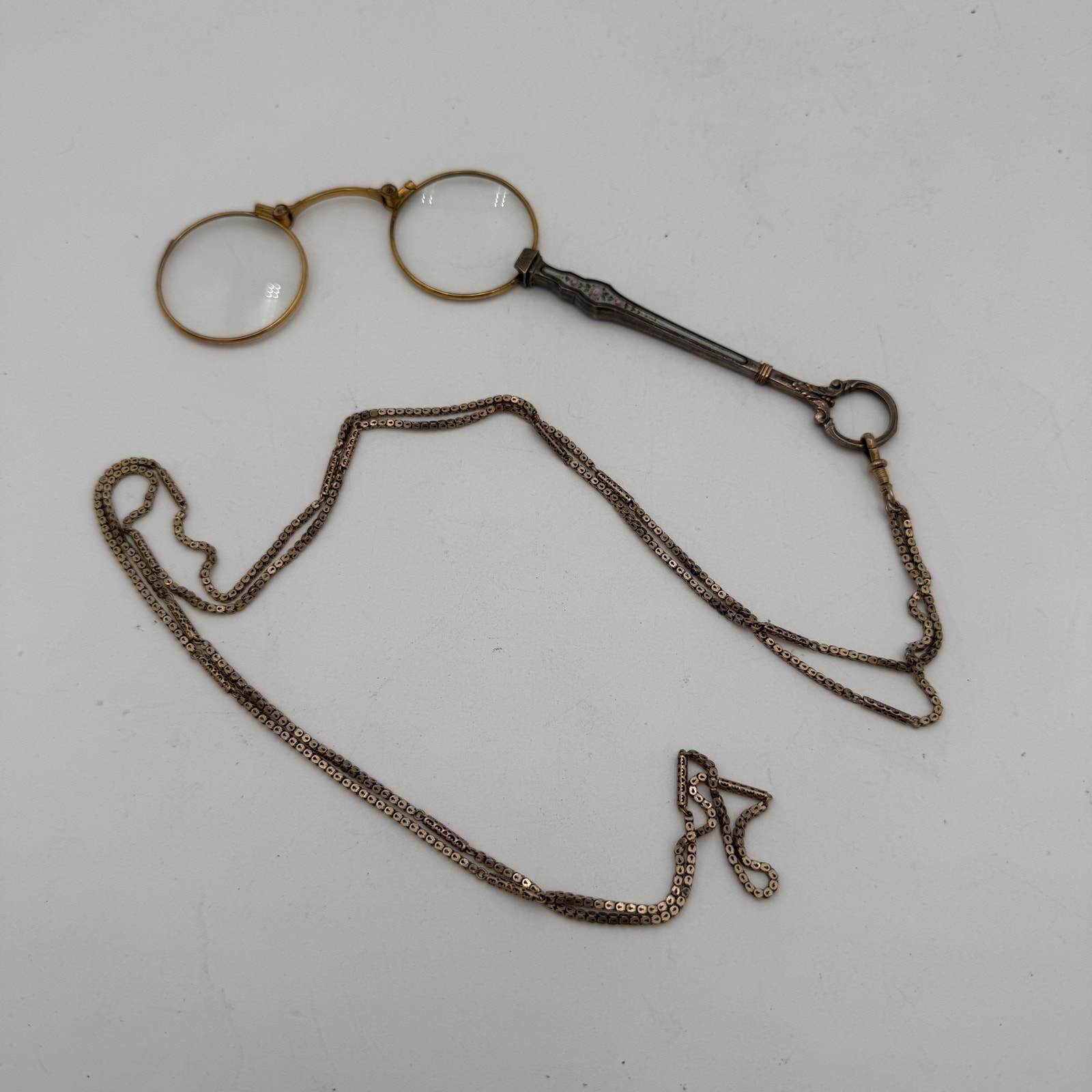 Antique Lorgnette Fold Out Spectacles Opera Glasses Silver